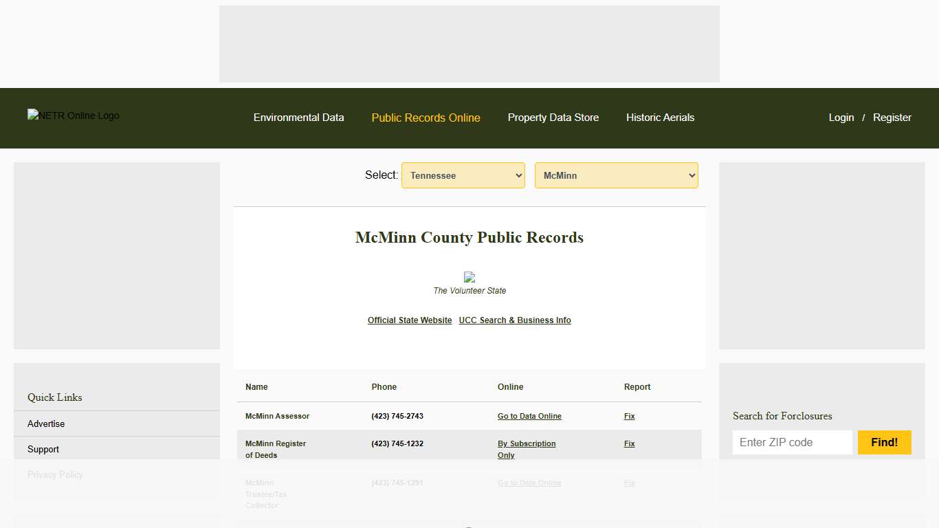NETR Online • McMinn • McMinn Public Records, Search McMinn Records, McMinn Property Tax, Tennessee Property Search, Tennessee Assessor