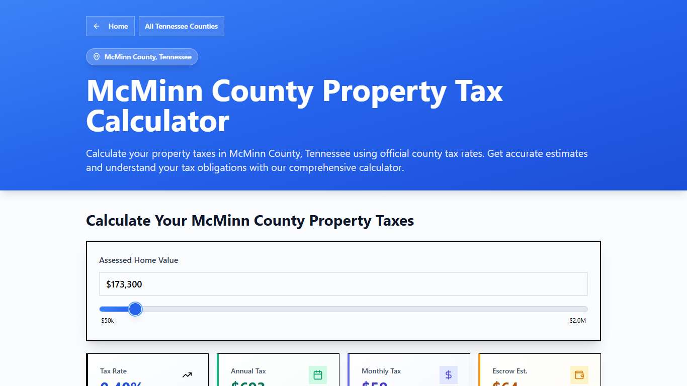 McMinn County, TN Property Tax Calculator 2025-2026